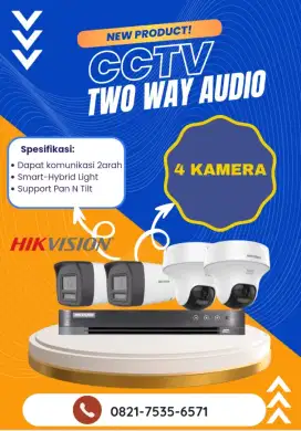 paket pasang cctv hikvision 4 kamera two way talk komunikasi 2 arah