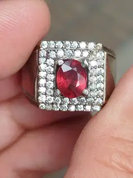 Batu Garnet pyrope Srilanka 1.29 carat ring perak memo MRI