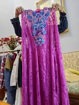 Gamis dress pink brokat.