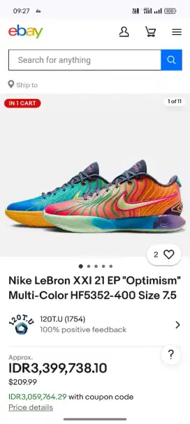 Nike Lebron XXI Optimism Multicolor Size 44 (WTS Sepatu Basket Unisex)