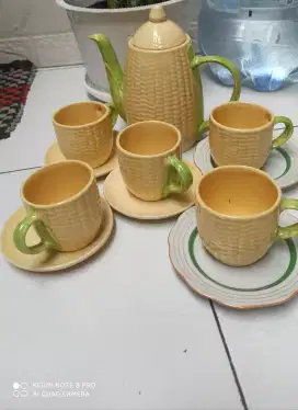 Gelas teh kaca warna kuning
