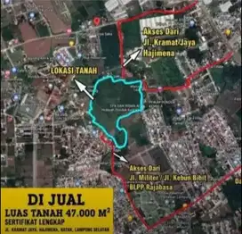 tanah 4,7 hektar di hajimena natar