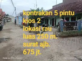 2 kios + kontrakan 5 pintu di pasar rau kota serang.