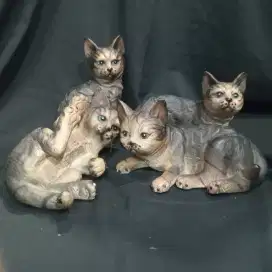 Pajangan Patung Kucing Keramik Antik Unik