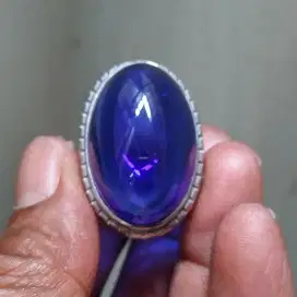 Royal blue safir kw super obsidian glass natural ring no 8