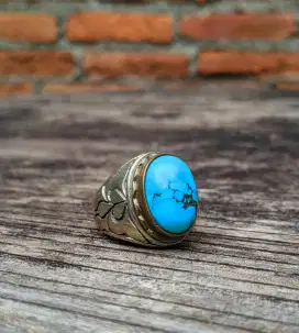 Batu cincin pirus persia blue sky ngerikil lawasan porslen full