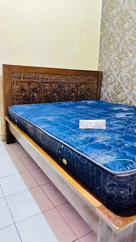 Dipan Kayu Jati Minimalis Ukir Motif Bunga 160x200