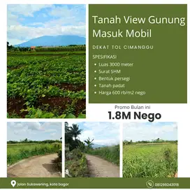 Tanah View Gunung Dekat Tol BOR Cocok Kebun Dan Villa Dan SHM