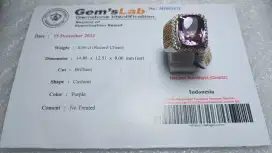 Cincin Natural Amethyst/Kecubung Indonesia 8.60 Ct Mewah Bersertifikat