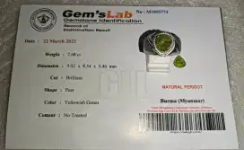 Cincin Natural Peridot 2.68 Ct Mewah Bersertifikat