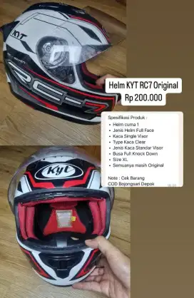 Helm KYT RC7 Ukuran XL