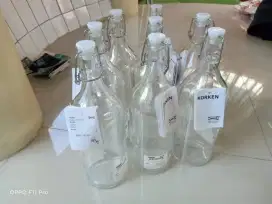 KORKEN Botol 1 Liter 1000ml Botol Kaca Bening Dengan Penutup Botol