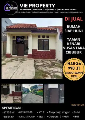 DIJUAL MURAH! RUMAH SIAP HUNI DI TAMAN KENARI NUSANTARA