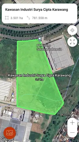 Dijual Tanah 3,5 Ha di Kawasan Industri Surya Cipta karawang