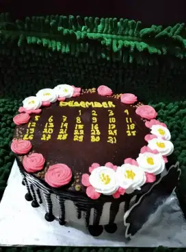 Kue ultah coklat cream bunga