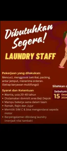 Lowongan untuk Laundry