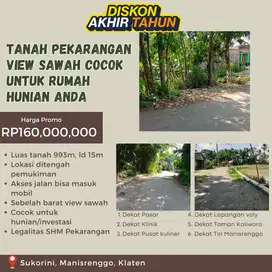 PROMO AKHIR TAHUN TANAH PEKARANGAN DEKAT TOL MANISRENGGO VIEW SAWAH