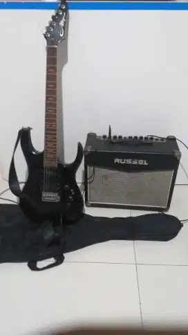 Jual sepaket Ampli Russel 8inch plus gitar elektrik Allegro