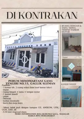 Disewakan Rumah di Perum Minomartani Perbatasan Condongcatur Sleman Yk