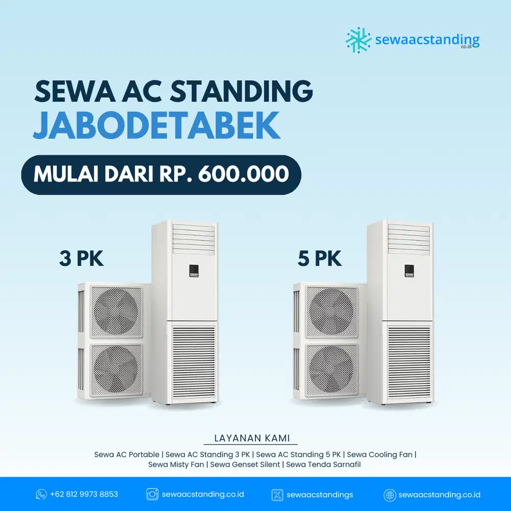 Sewa AC Standing 3-5PK, Genset, Cooling Fan Terpercaya di Jabodetabek