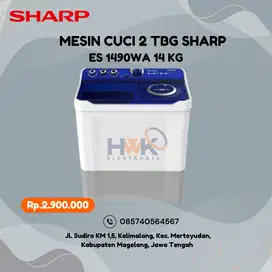 MESIN CUCI SHARP 2 TABUNG EST 1490 WA BL LOWATT 14 KG