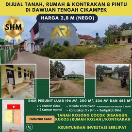 DIJUAL CEPAT TANAH , RUMAH DAN 8 PINTU KONTRAKAN