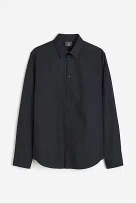 H&M Slim Fit Easy-iron shirt - Black XL