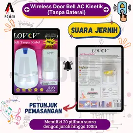 Wireless Door Bell / Bel Pintu Tanpa Kabel AC Kinetik (tanpa baterai)