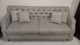 Sofa 3 seater, bahan, coklat muda