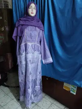 Set gamis jilbab ungu