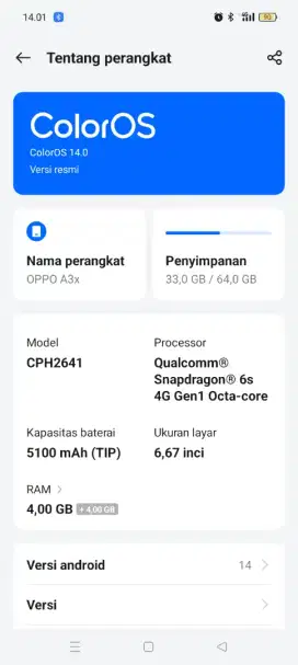 hp oppo pemakaian baru 1minggu