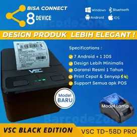 PRINTER BLUETOOTH THERMAL 58MM VSC TM-58D PRO ANDROID HITAM