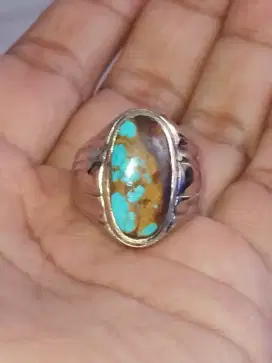 Cincin Batu Pirus Persia Urat Emas