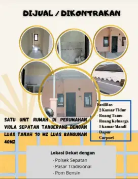 Disewakan rumah Sepatan viola