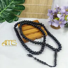 TASBIH 99 BUTIR KAYU GALIH KELOR HITAM GEPENG UKURAN 8MM