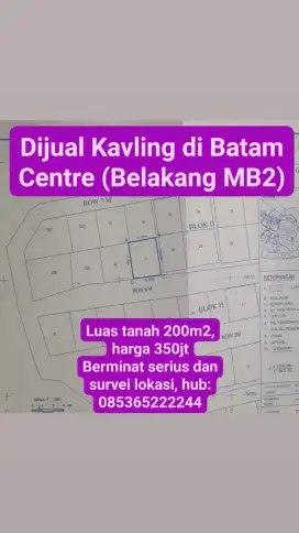 Dijual Kavling di Batam Centre