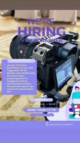 Lowongan kerja Videographer & Editor