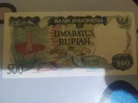 Uang kertas lima ratus tahun 1982 gambar bunga kondisi baru