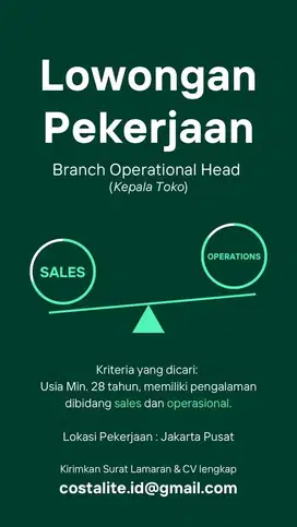 Branch Operational Head (Kepala Toko) - B2B Textile