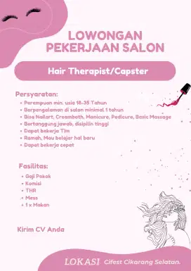 Hair therapist/capster untuk Salon