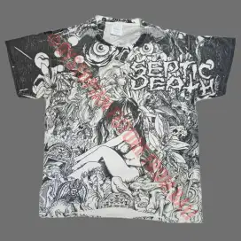 Vintage 1990 T-shirt Septic Death Pushead The Kuro Line All Over Print