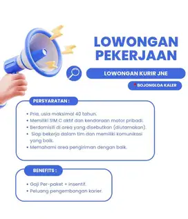 LOWONGAN KURIR JNE BOJONGLOA KALER