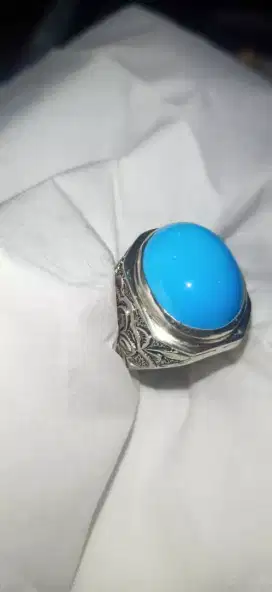 cincin antik pirus polos biru