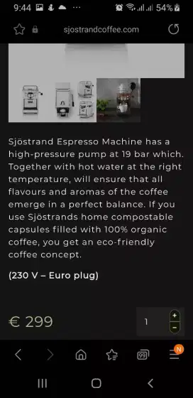 Mesin kopi Sjostrand espresso