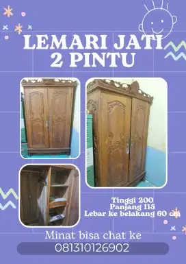 Lemari pakaian Jati 2 pintu