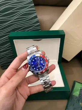 Jam Tangan Rolex GMT MASTER Blue Red Silver