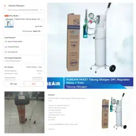 PUREAIR PAKET Tabung Oksigen 1M3, Regulator Nesco + Troly