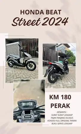 Honda Beat Street,Deluxe 2024 Low KM Ful Original ! Scoopy,Genio,Vario