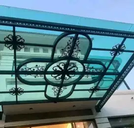 Kanopi kaca pakai plapon plat Kating laser