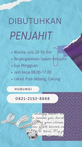 DIBUTUHKAN PENJAHIT